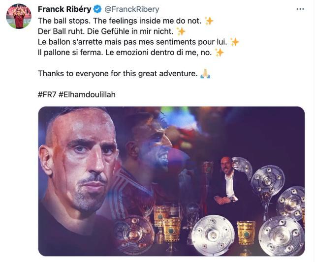 五大联赛直播-39岁里贝里宣布挂靴，回归拜仁前先留在意甲练级